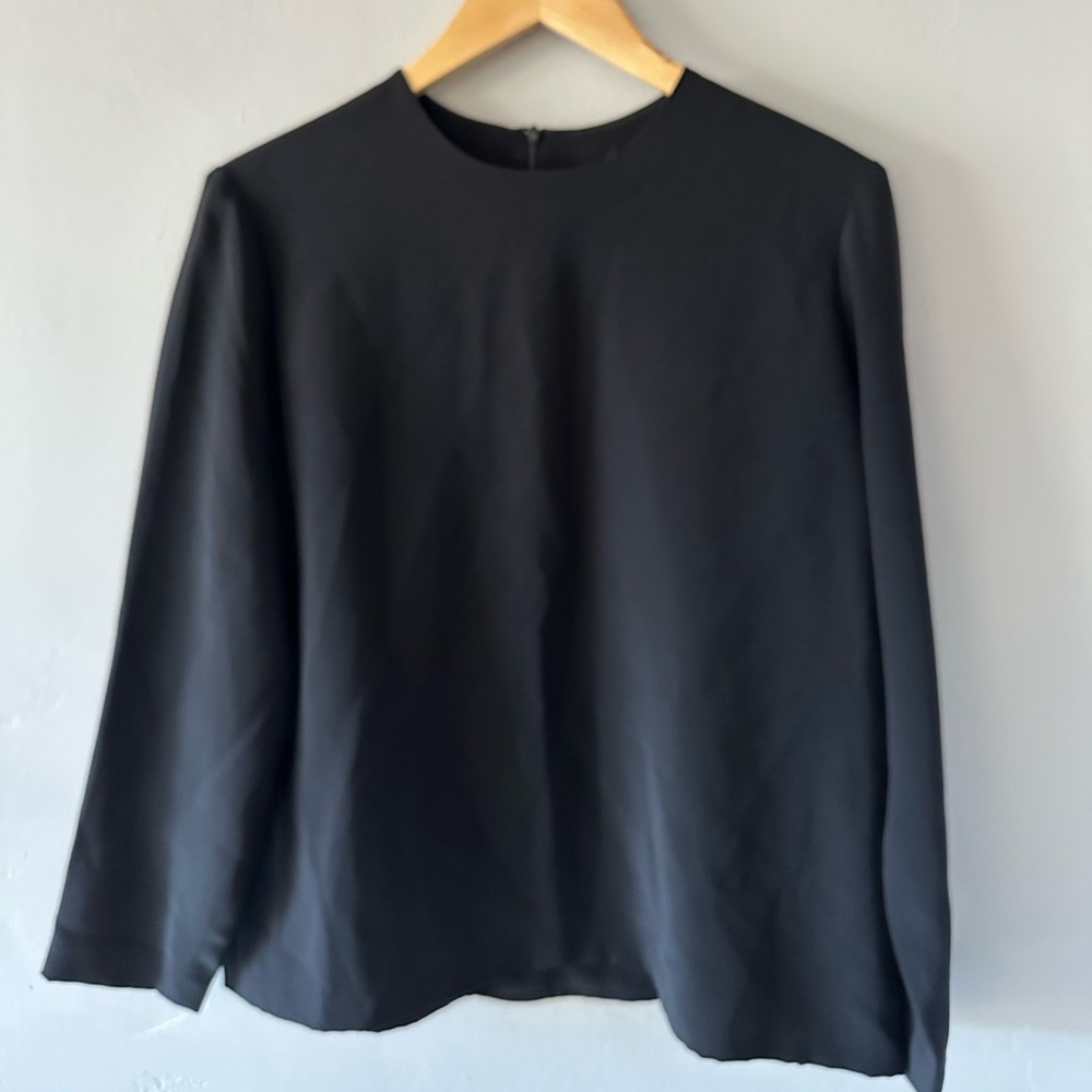 Mark Heister Black Long Sleeve Silk Blouse size medium